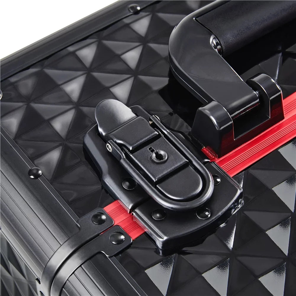Yaheetech Professional Rolling Makeup Train Case with Drawers,Black