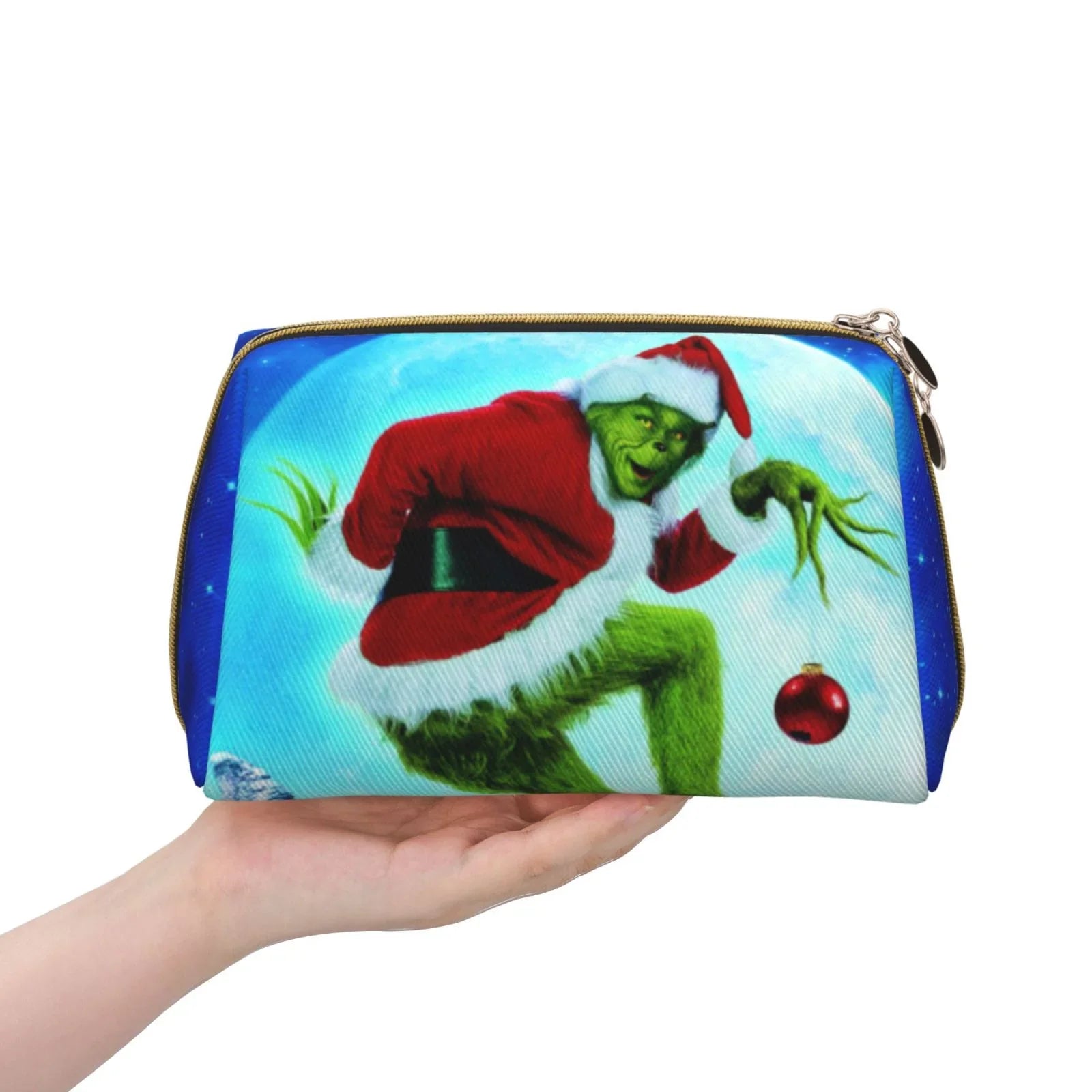How The Grinch Stole Christmas Cosmetic Bag Makeup Organizer Leather Portable Pouch Gift Travel Toiletry Bag Storage Purse