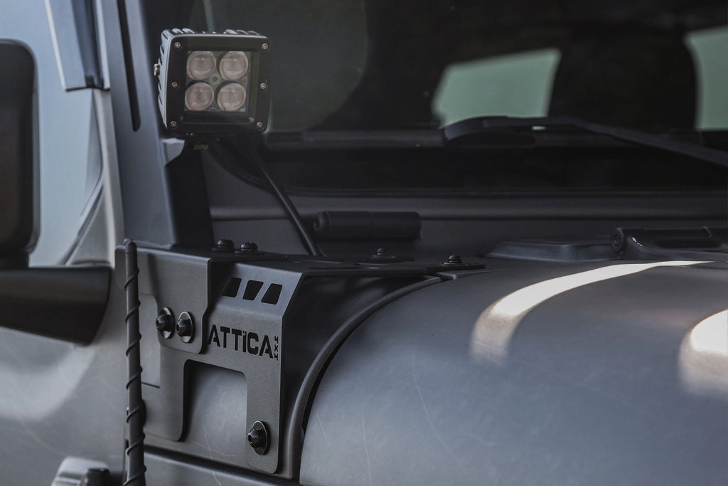 Attica 2018-2024 Fits Jeep Wrangler  2019-2024 Gladiator   Pillar Light Mount Bracket Powder Coated Steel -