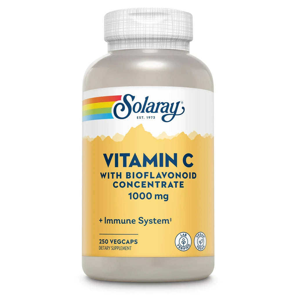 Solaray Vitamin  with Bioflavonoid Concentrate 1000mg, Healthy Immune Function, Skin, Hair & Nails Support, 250 VegCaps