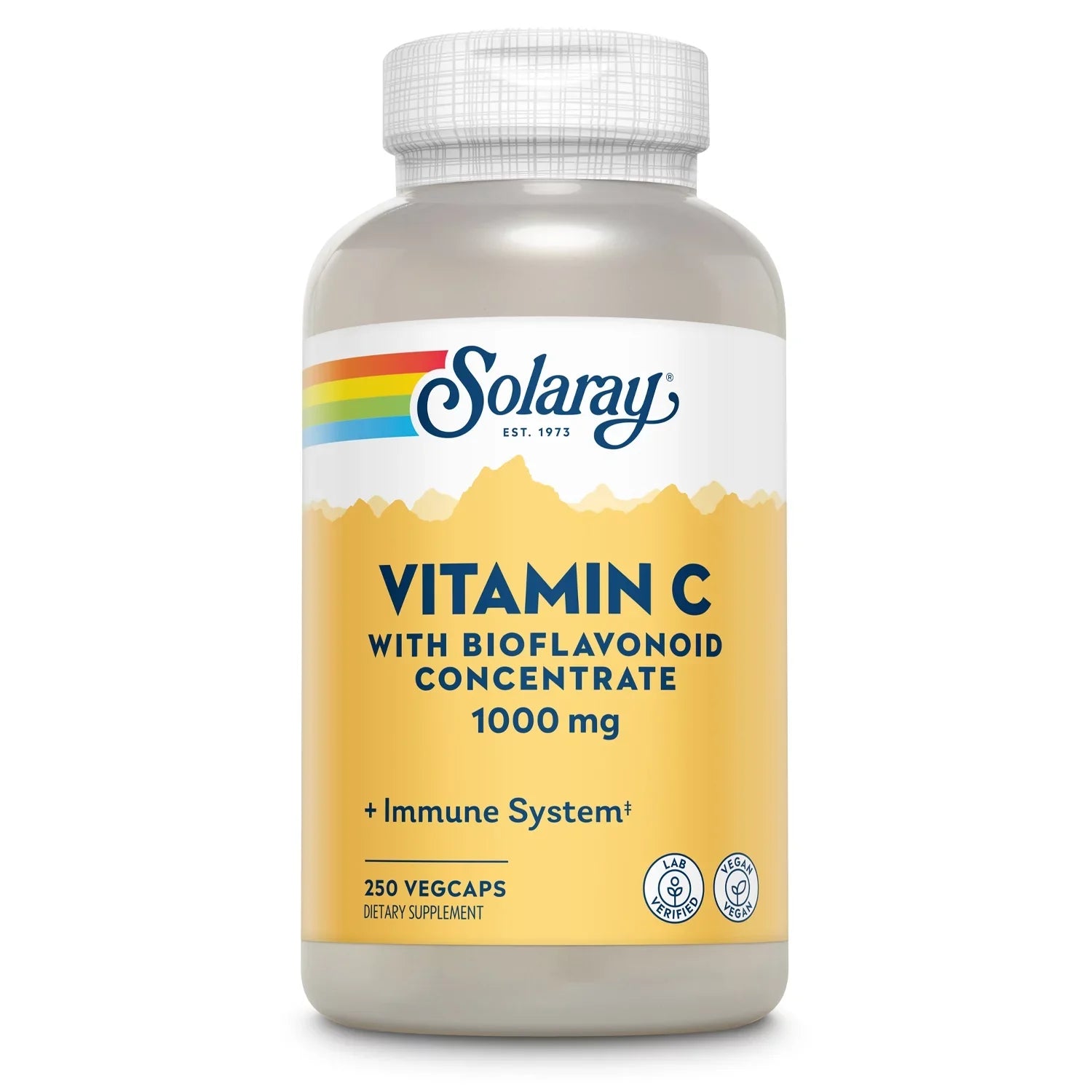 Solaray Vitamin  with Bioflavonoid Concentrate 1000mg, Healthy Immune Function, Skin, Hair & Nails Support, 250 VegCaps