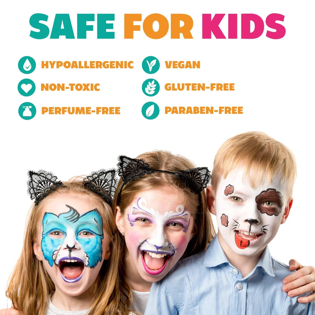 Black And White Face Paint Set, Safe Non Toxic Professional Face & Body Painting Kit For Kids Party, Adults, Cosplay, Water Activated Paints Special Effects Makeup