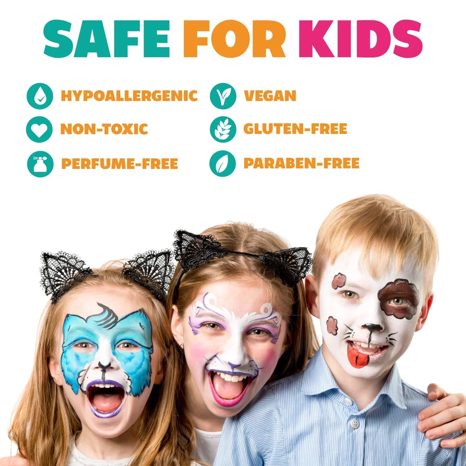 Black And White Face Paint Set, Safe Non Toxic Professional Face & Body Painting Kit For Kids Party, Adults, Cosplay, Water Activated Paints Special Effects Makeup