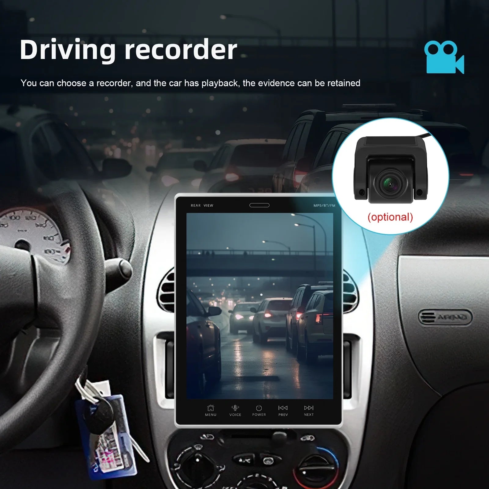 2Din Car Stereo Radio 9.5Vertical screen Bluetooth    Radio Receiver Suppport Rear Camera