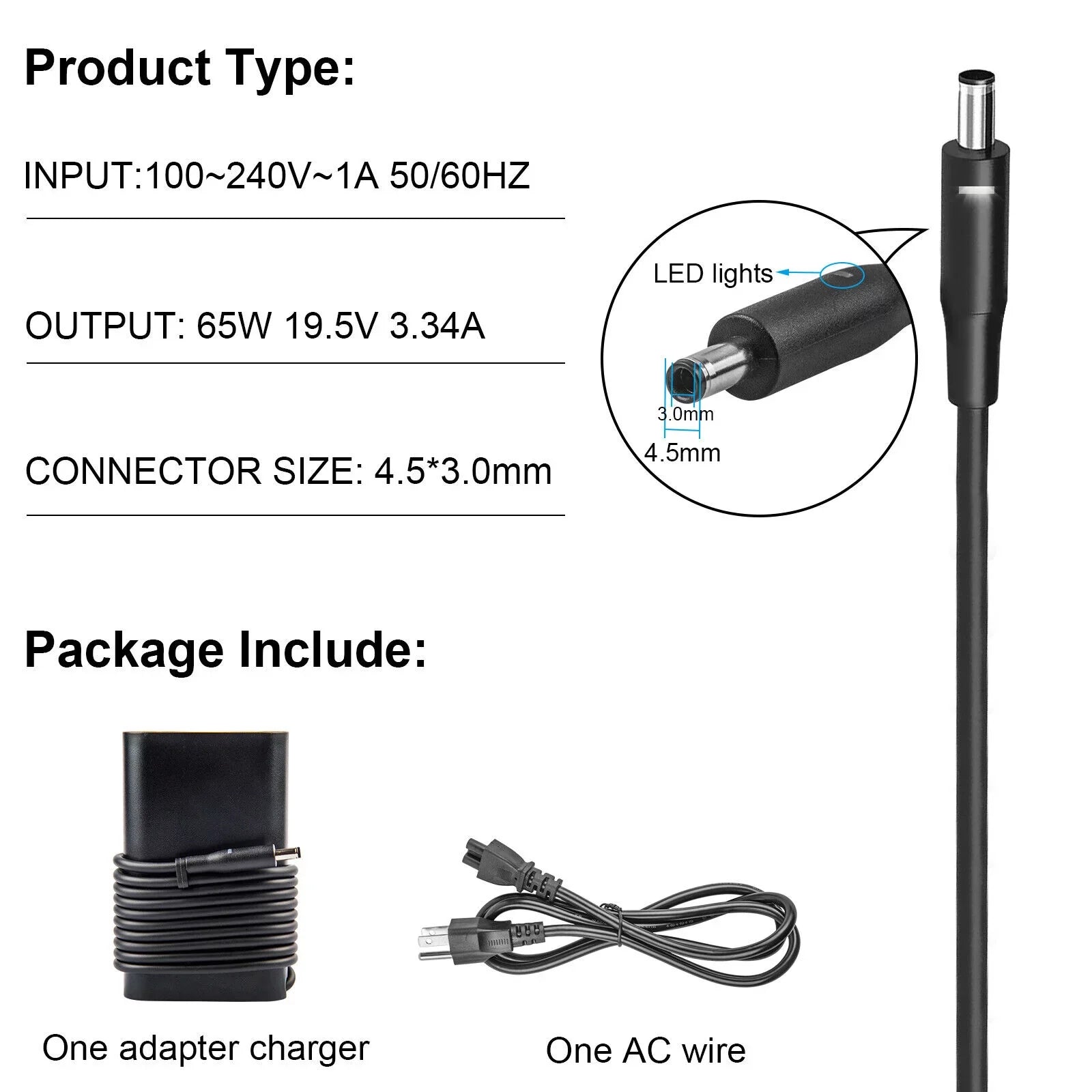 65W  Adapter Charger for Dell  13 Series 5559 5558 5755 5758 Power Supply