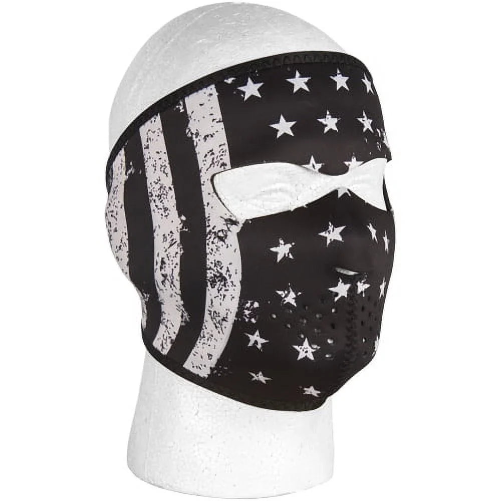 Neoprene Thermal Face Mask - Black & White Vintage Flag Black/White 41"