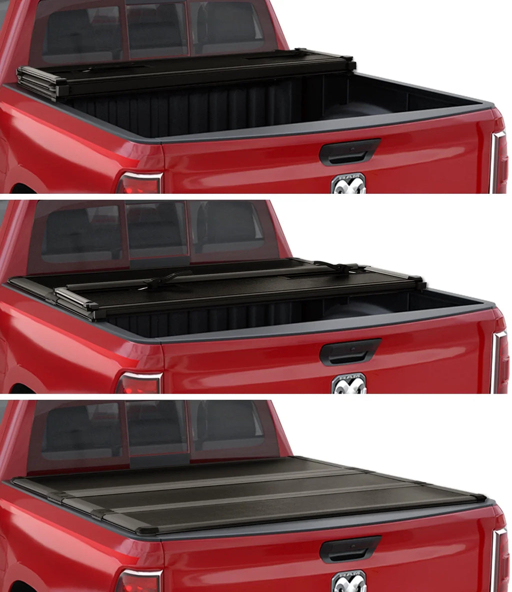 Kikito Professional  Hard Tri-Fold Truck Bed Tonneau Cover for 2003-2024 Ram 1500 2500 3500 6.4ft (74.6in) Bed Without | Rambox & Deckrail System |