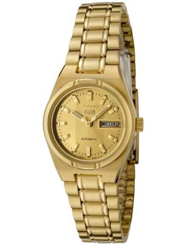 Seiko Women's  5 Automatic Gold Dial Gold-Tone Stainless Steel Watch