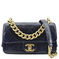 Pre-Owned  Chain Handle  Flap Quilted Leather Shoulder Bag Blue
