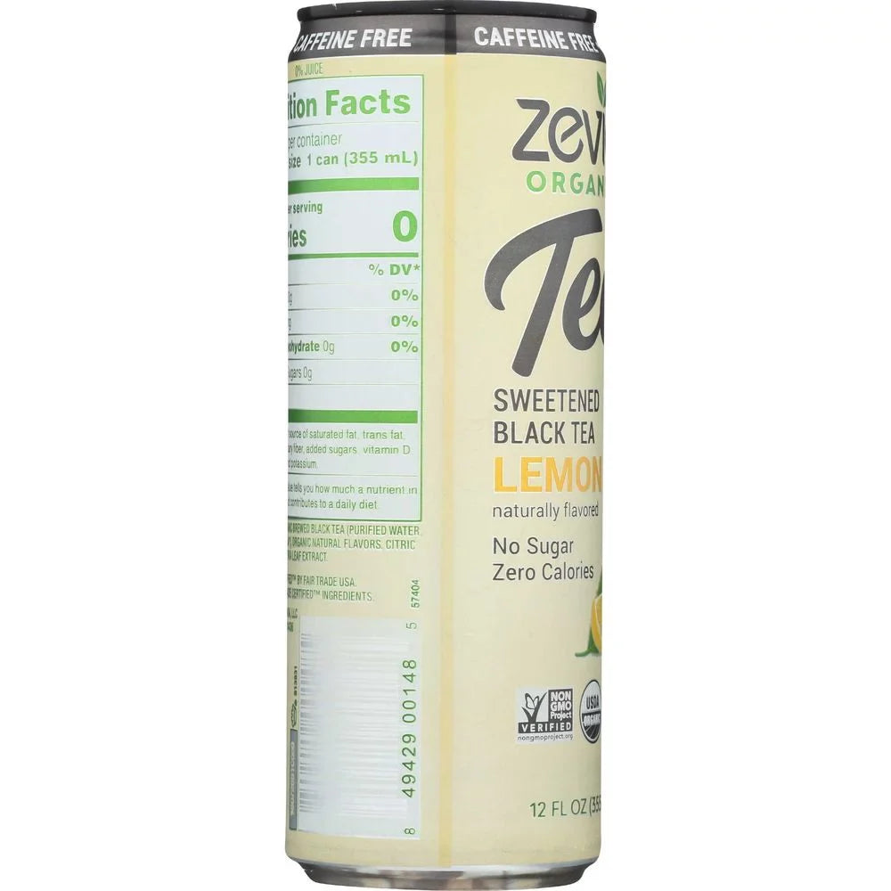 Zevia Organic Caffeine Free Lemon Sweetened Black Tea, 12 Fluid Ounce -- 12 per Case.