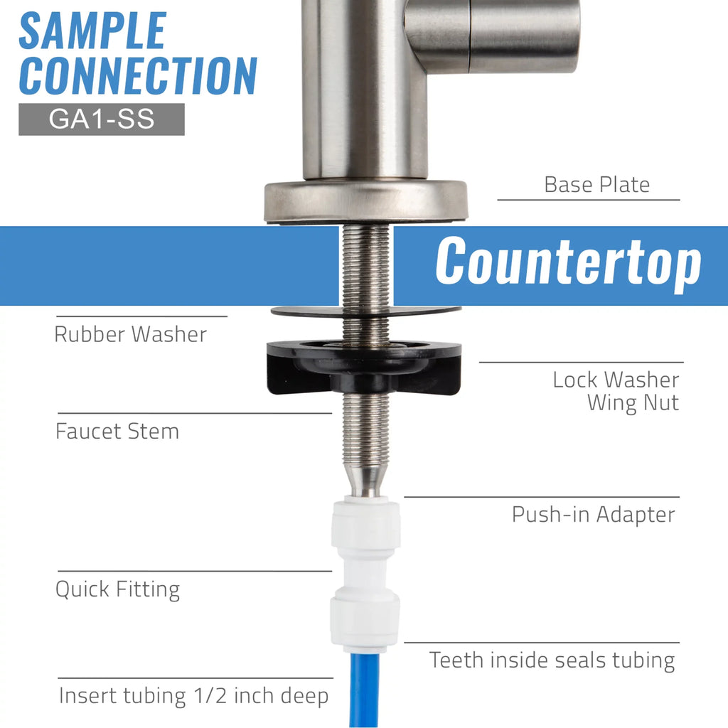 iSpring - Premium Stainless Steel Drinking Reverse Osmosis Water Filtration Systems, 100% Lead-Free  Faucet, Brushed Nickel