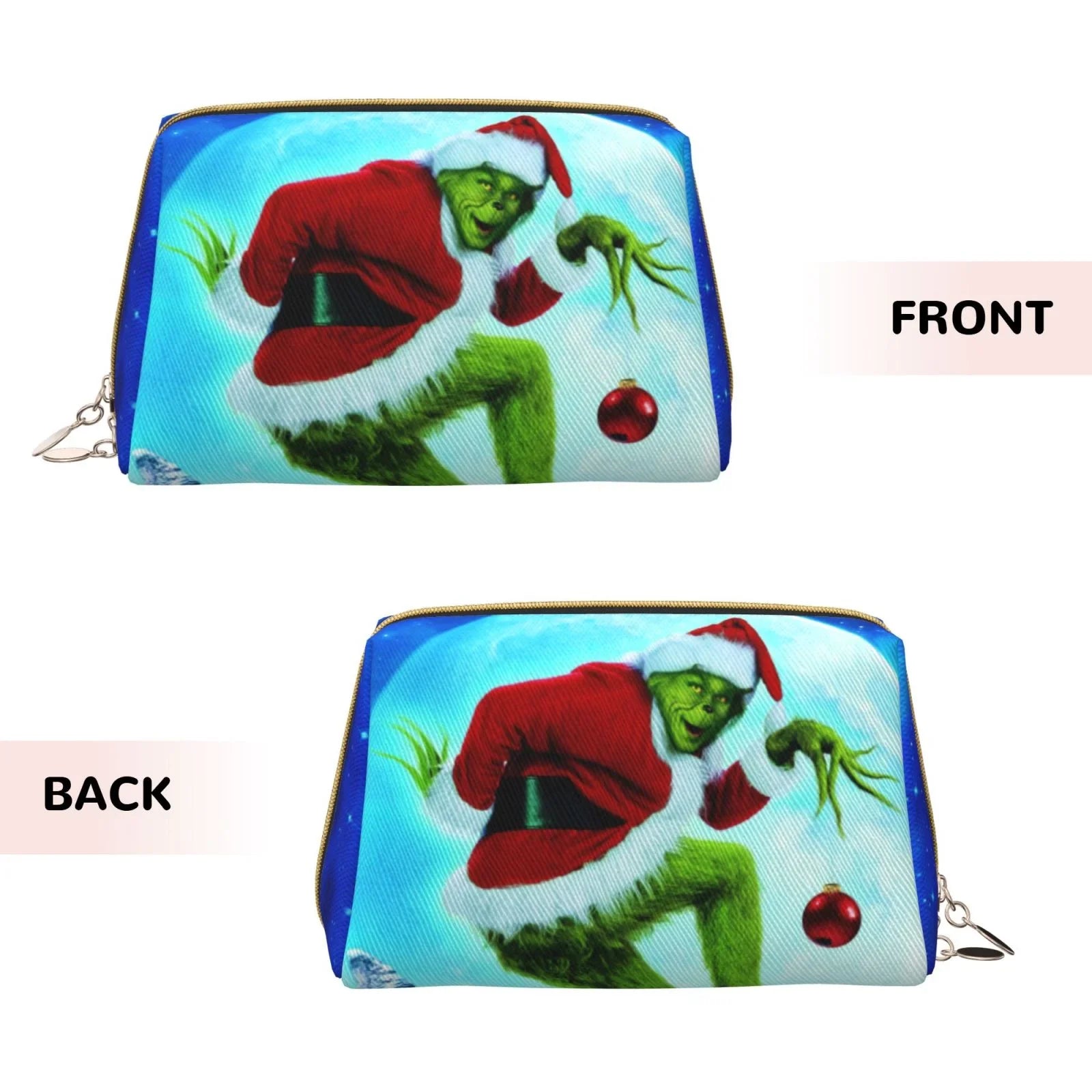 How The Grinch Stole Christmas Cosmetic Bag Makeup Organizer Leather Portable Pouch Gift Travel Toiletry Bag Storage Purse