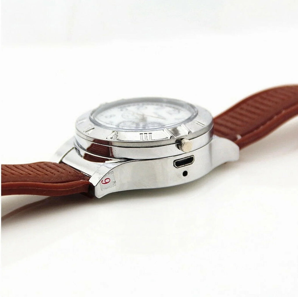 Men's Lighter Watch Flameless Outdoor Windproof  Watch  Rechargeable Rubber Strap Gift