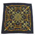 Pre-Owned  Hermes Carre 90 Eperon d'or Golden Spur Pellier Black x Yellow .d'ORiGNY Scarf Muffler (Good)