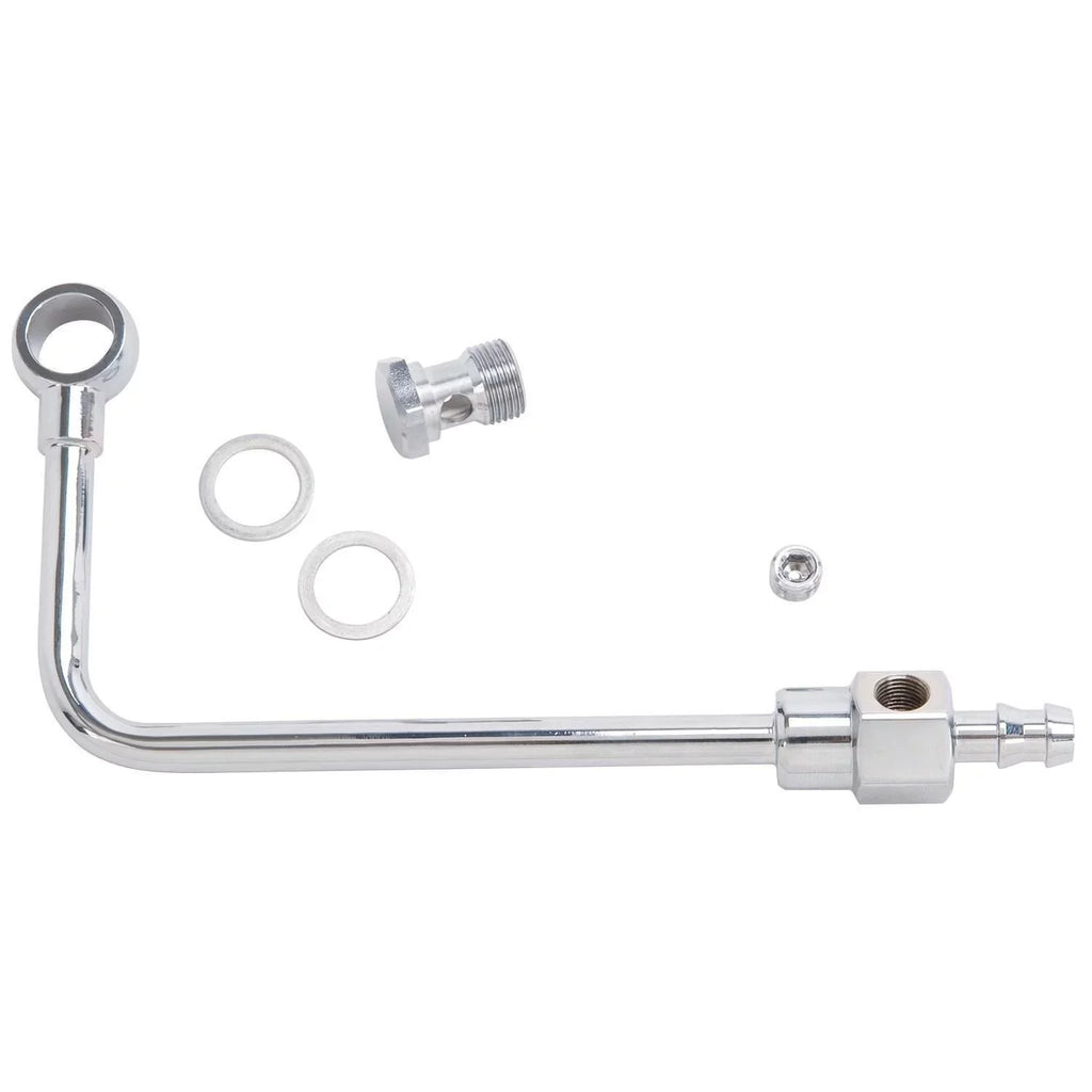 Edelbrock 8126 Chrome Steel Fuel Line Kit with 3/8 Barb Fitting