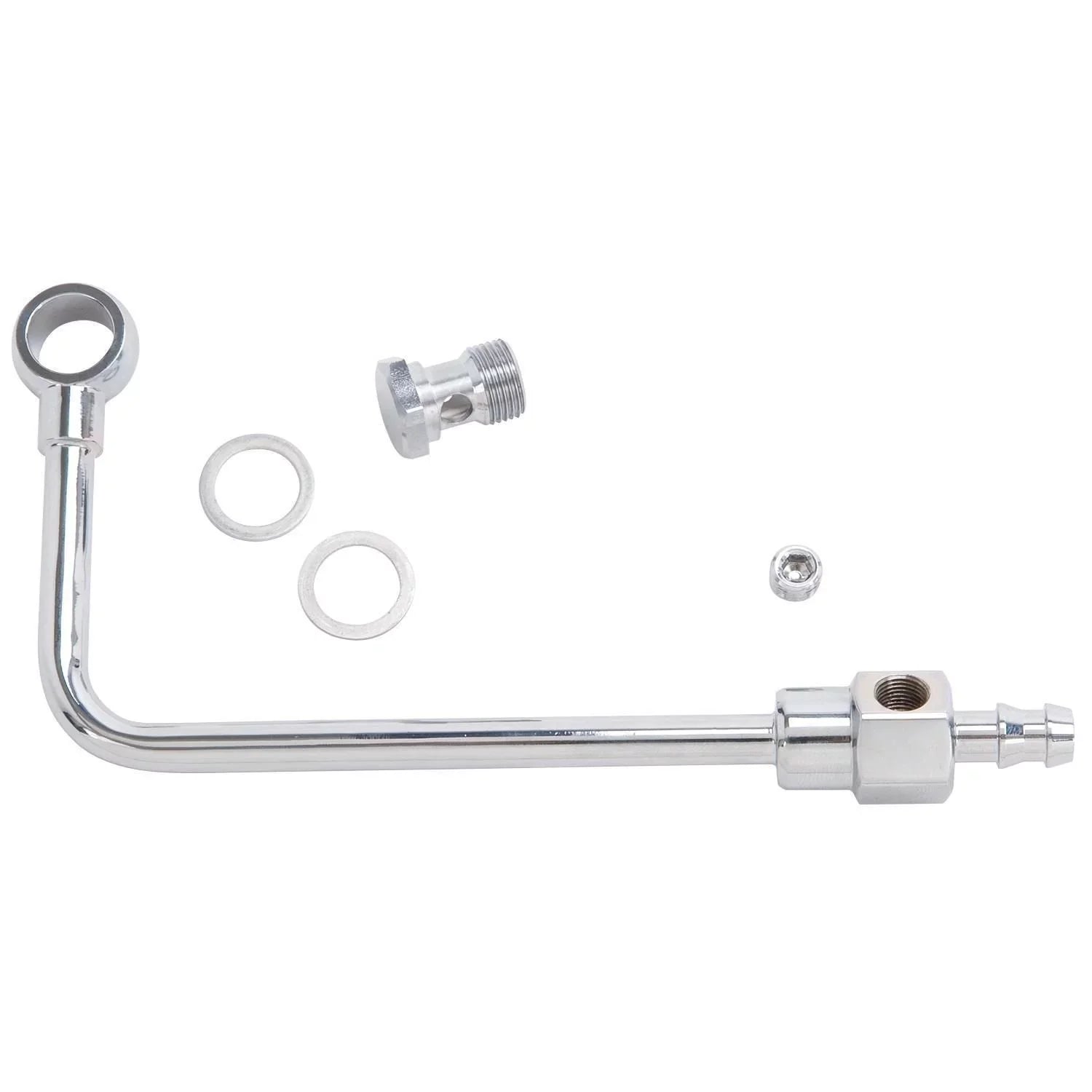 Edelbrock 8126 Chrome Steel Fuel Line Kit with 3/8 Barb Fitting