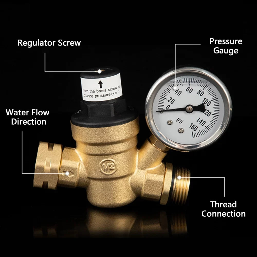 Andoer Valve,Reducer With 0-160psi With 0-160psi And Valve -free Brass 0-160psi And Inlet And Inlet Screened Inlet Screened Filter Brass Adjustable Water Huiop Valve -free Brass Water Pressure