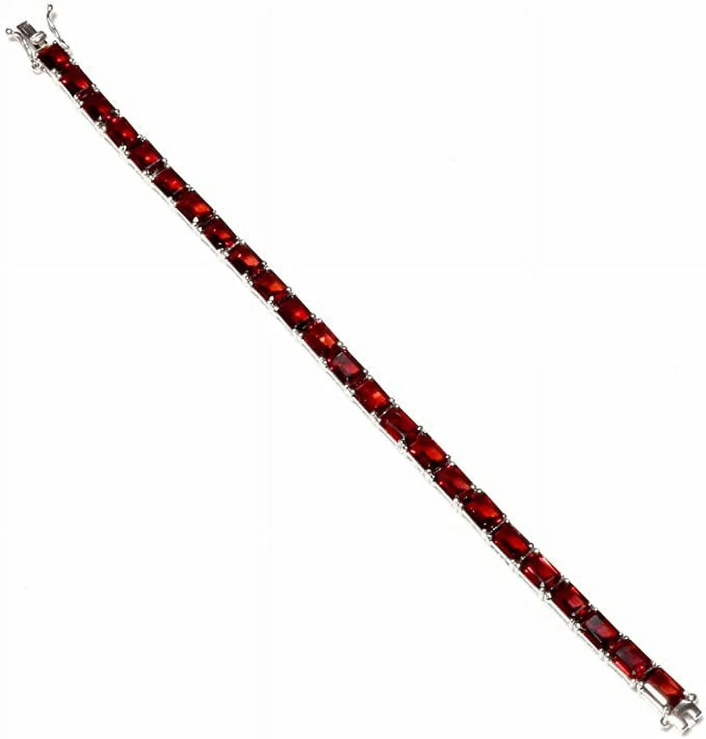 Genuine Mozambique Garnet Gemstone 925 Sterling Silver Tennis Bracelets For Women, Fashion Designer Bracelet Jewelry, 7.5"