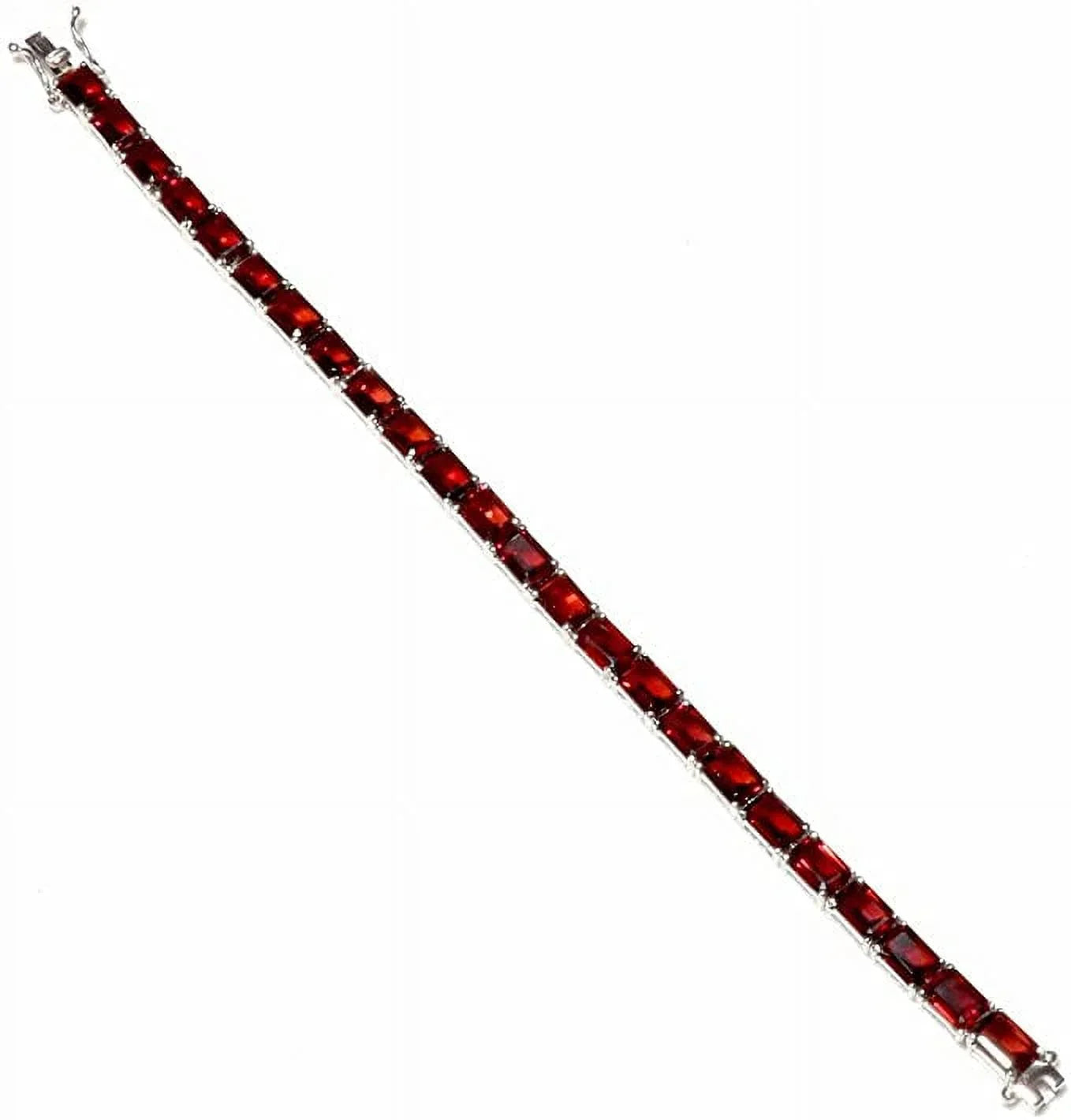 Genuine Mozambique Garnet Gemstone 925 Sterling Silver Tennis Bracelets For Women, Fashion Designer Bracelet Jewelry, 7.5"