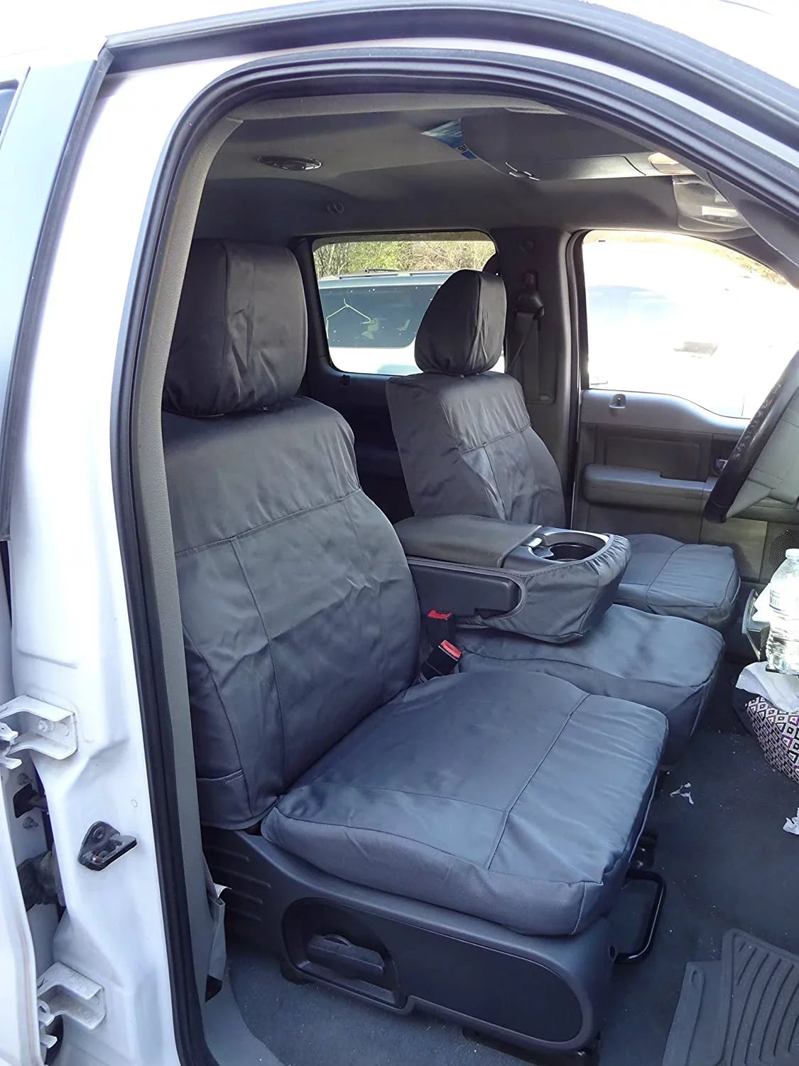 2004-2008 Ford  Super Crew Front 40/20/40 Split Seat With Adjustable Headrests and Opening Center Console in Gray Twill