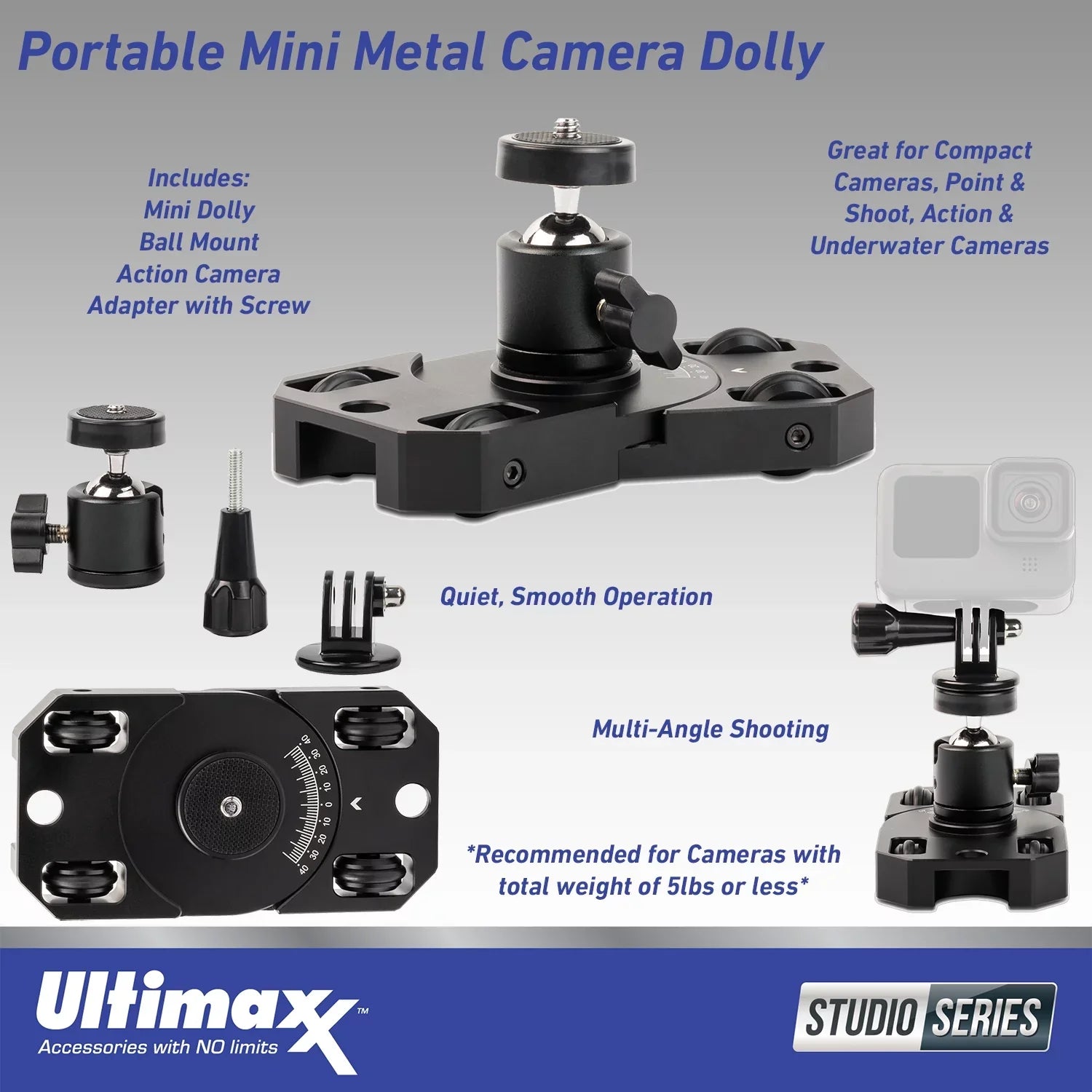 Ultimaxx Advanced Insta360  3 Action Camera Bundle (128GB) - Includes: 1/4” Screw Adapter for Action Cam Mounts, Mini Metal Dolly & More (25pc Bundle)