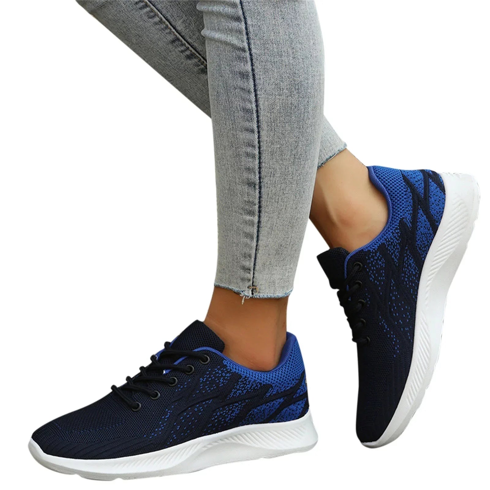 AdBFJAF Women Sneakers Size 11 1/2 Fashion Summer and Autumn Women Sneakers Shoes Mesh Breathable and Comfortable Lace Up Cross Pattern Colorblock