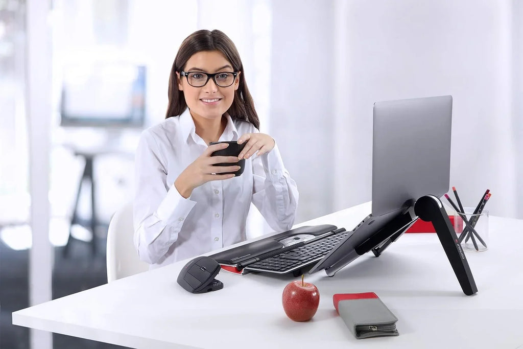 Laptop Stand - Adjustable Computer Stand For Desk To Help Reduce Neck Strain And Fatigue - Premium Ergonomic Support - (Aluminium Silver/Black)