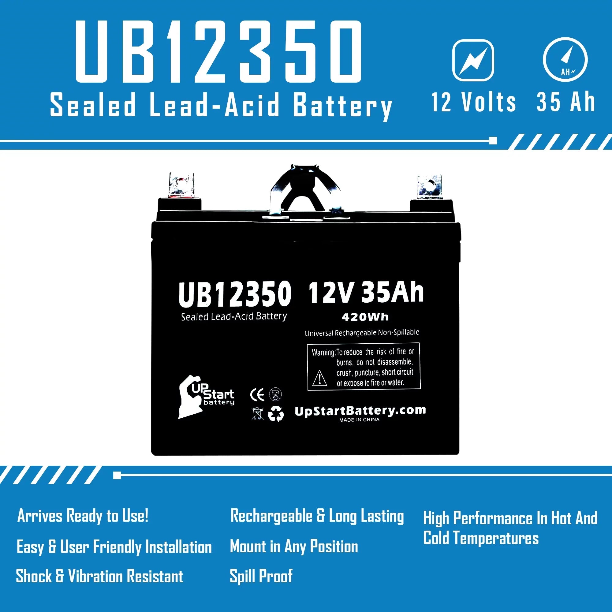 5x Pack - Compatible Topaz 850 Battery - Replacement  Universal Sealed Lead Acid Battery (12V, 35Ah, 35000mAh,  Terminal, , )