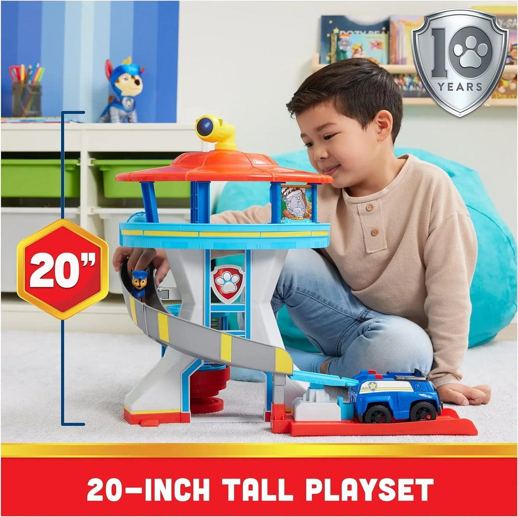 Paw Patrol Lookout Tower Playset with Toy Car Launcher, 2 Chase Action Figures, Chases Police Cruiser and Accessories, Kids Toys for Ages 3 and up
