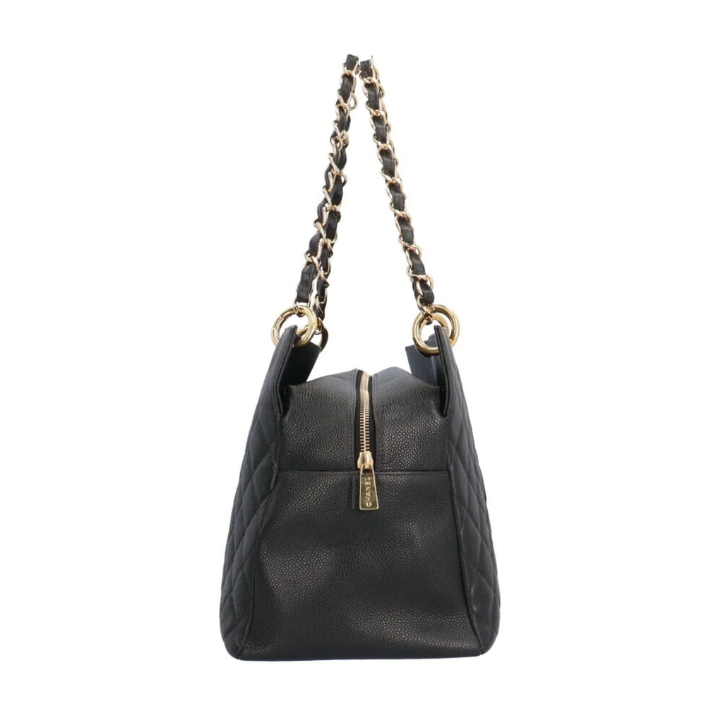 Pre-Owned  Caviar Chain Tote Shoulder Bag Skin Black Women's (Good)
