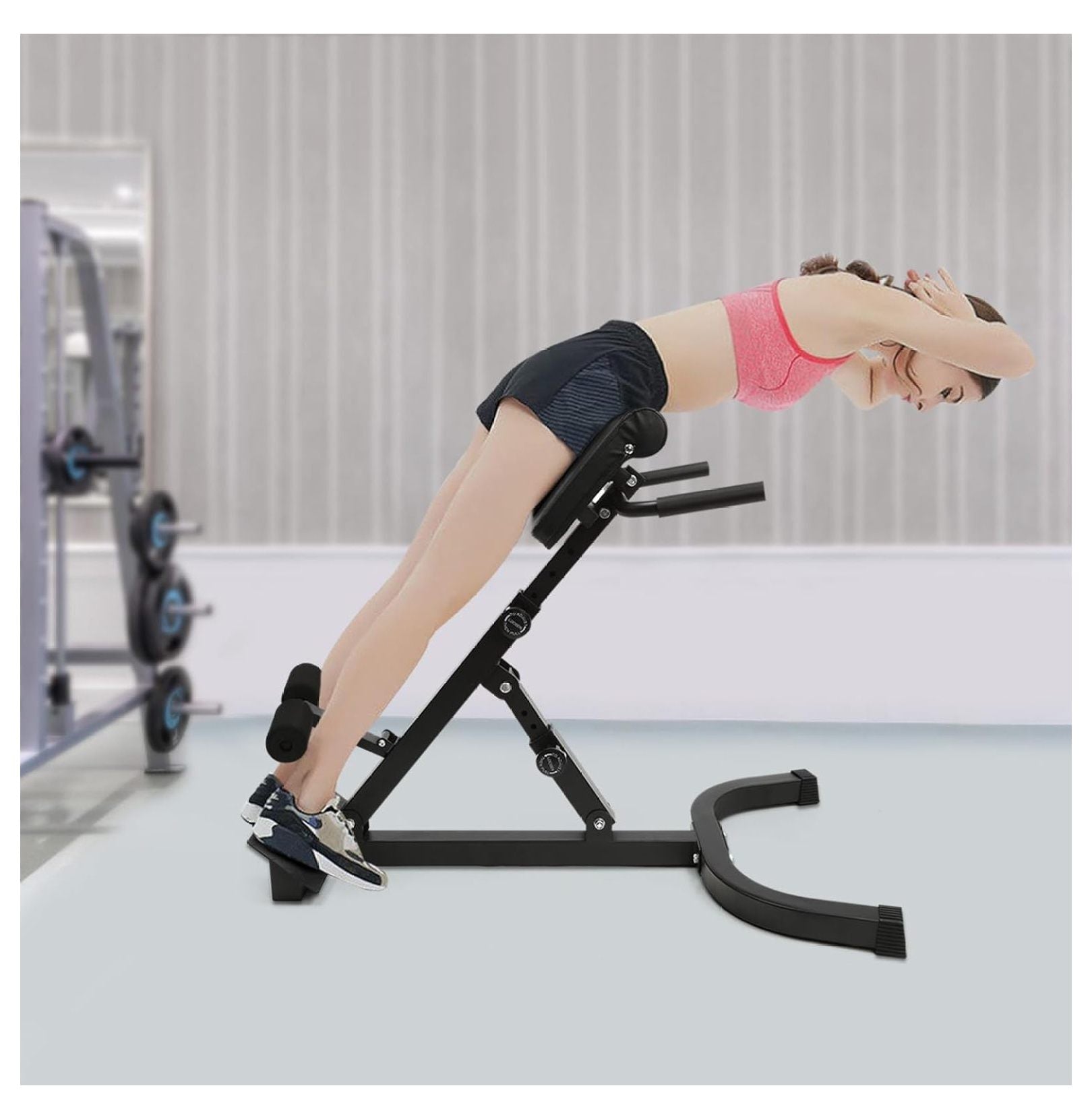 Hyperextension Bench with Adjustable Height and Back, Multi-functional Workout Bench, Back Extension Chair