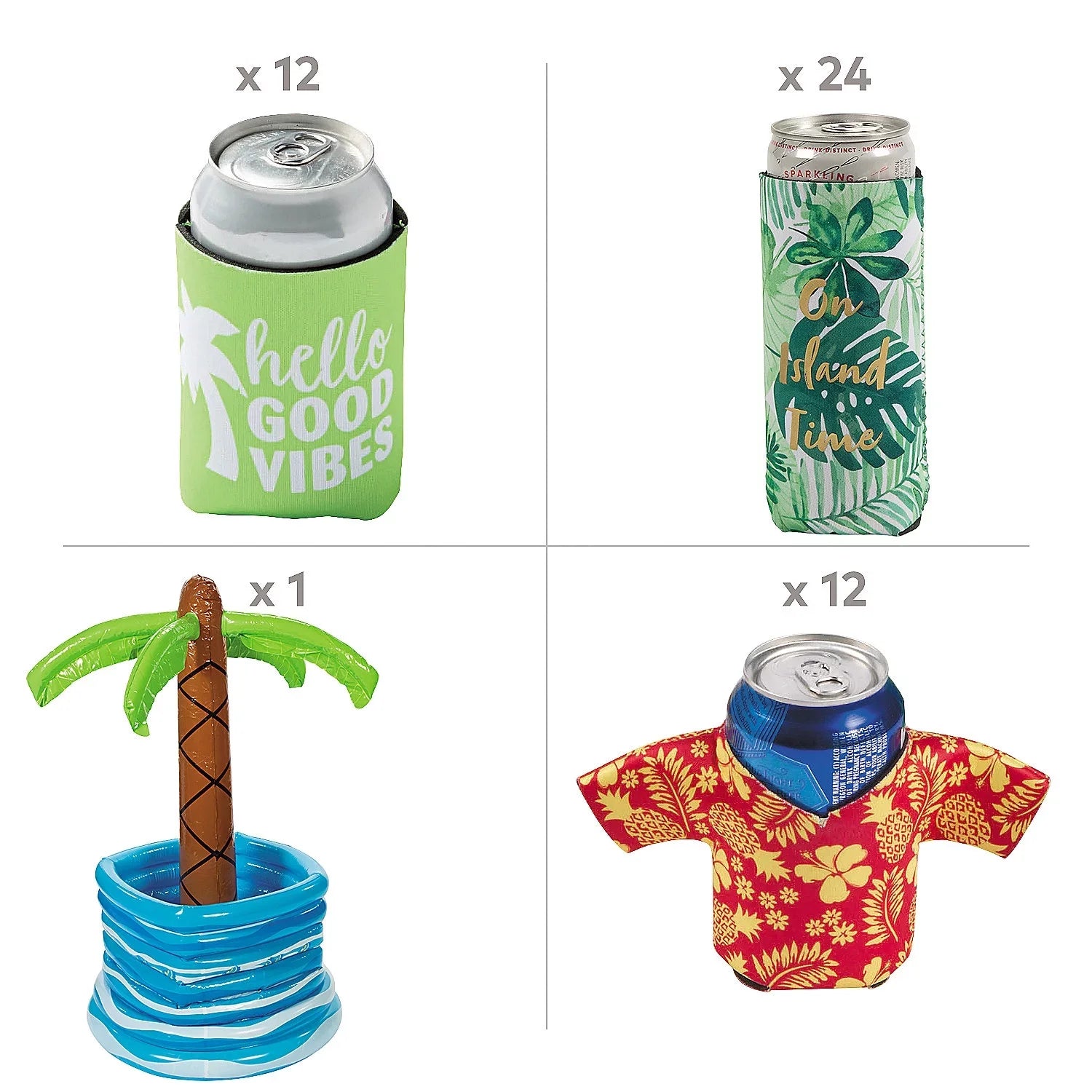 Inflatable Palm Tree Cooler with Assorted Can Coolers Assortment May Vary