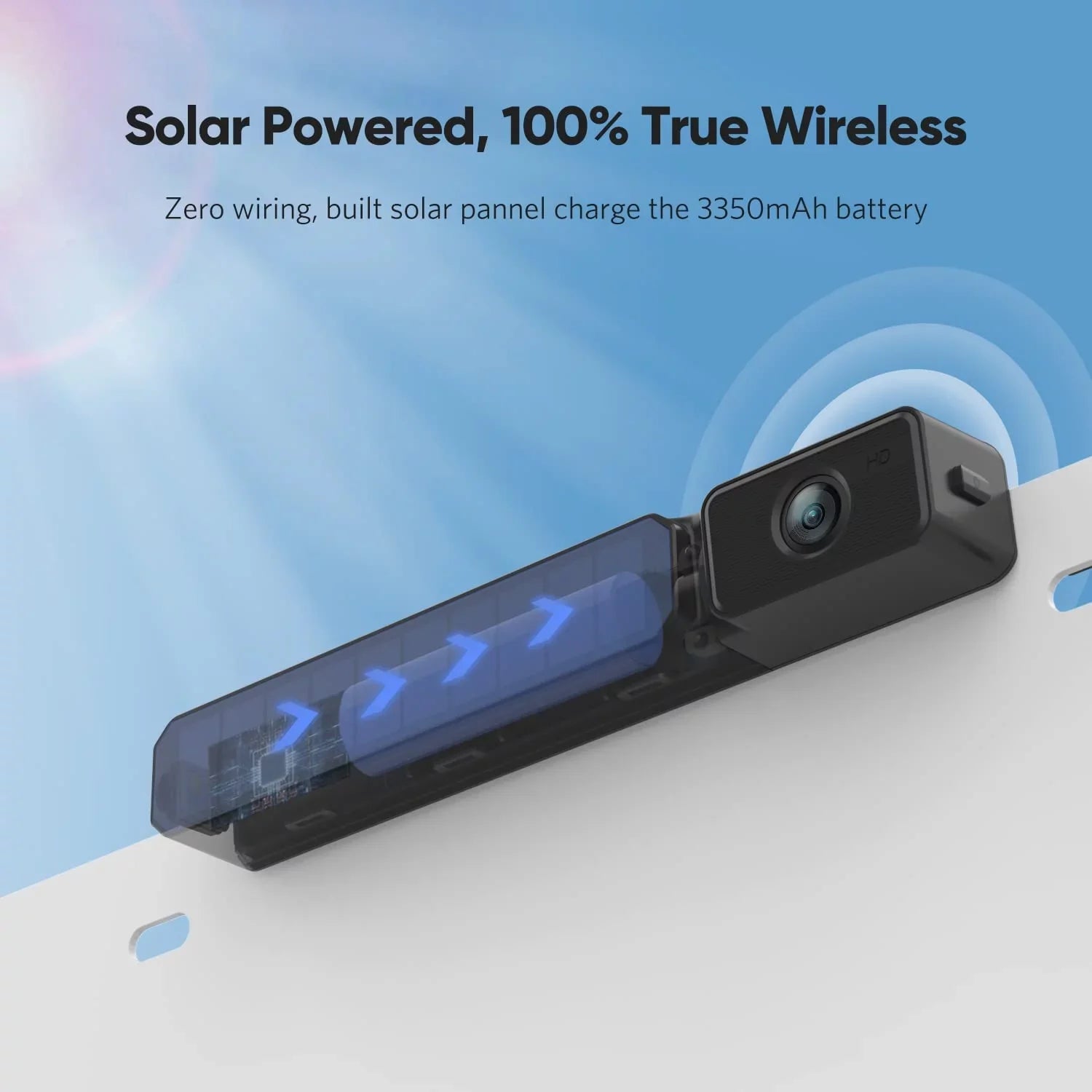 Wireless Backup Camera Solar Rear View Parking System for Car, 2 Channels Reverse Camera Wireless with Monitor Easy Installation,Solar Battery License Plate Camera for Trailer