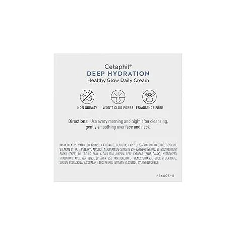 Cetaphil Deep Hydration Healthy Glow Daily Face Cream, 1.7 oz, 48 Hour Dry Skin Face Moisturizer for Sensitive Skin, With Hyaluronic Acid, Vitamin  & Vitamin