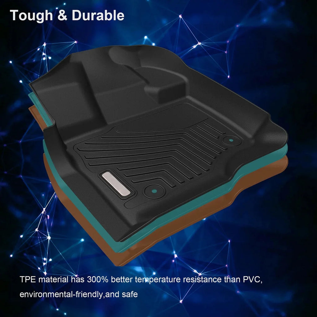 Ledkingdomus All-Weather  Rubber Front and Rear 3-Piece for 2015-2023 2024 Ford  Super Crew Cab Floor Mats Set