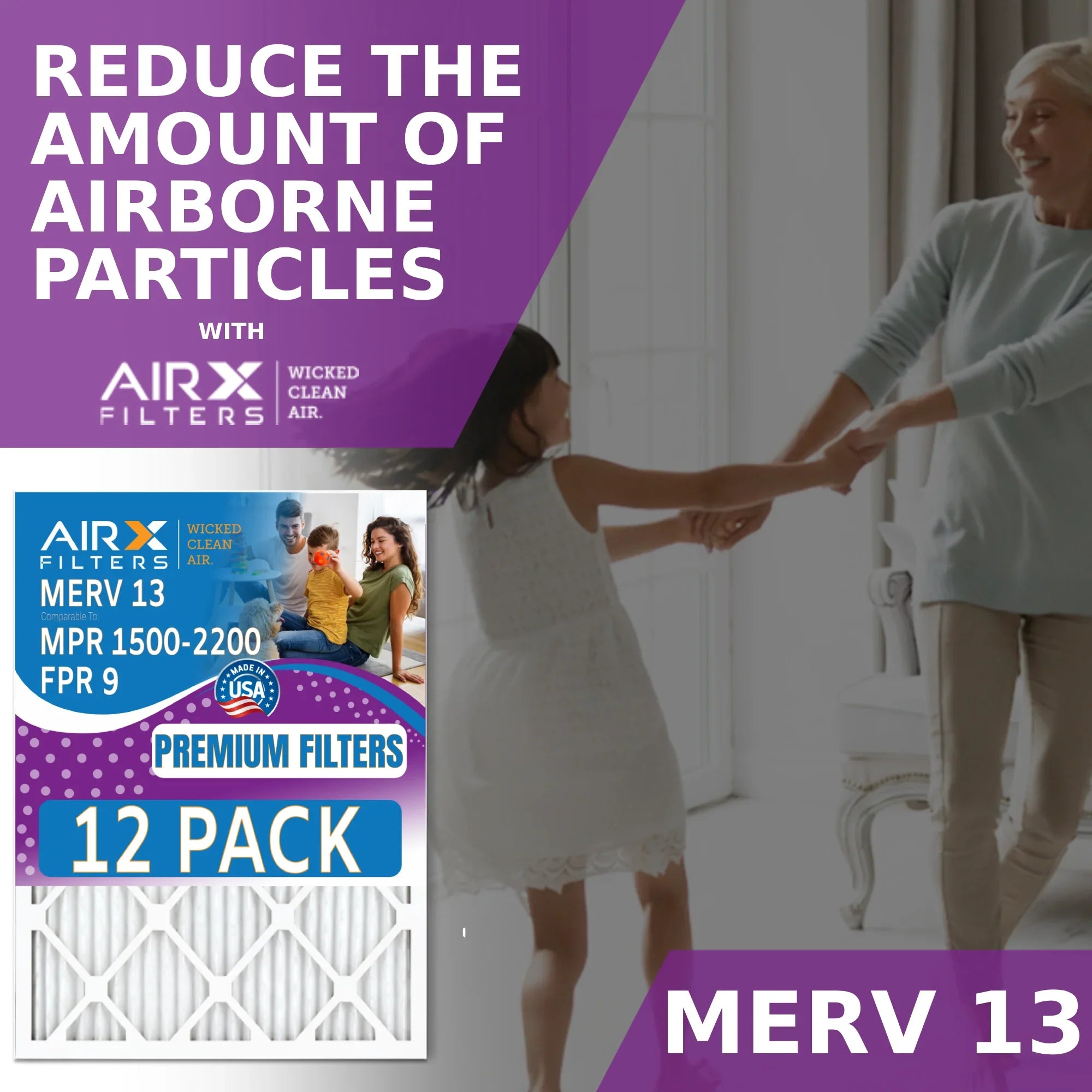 24x24x1 Air Filter  13 Rating, 12 Pack of Furnace Filters Comparable to  1500 - 2200 &  9 - Made in  by     .