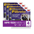 Filtrete 12x12x1 Air Filter,  1500  12, Advanced Allergen Reduction, 4 Filters