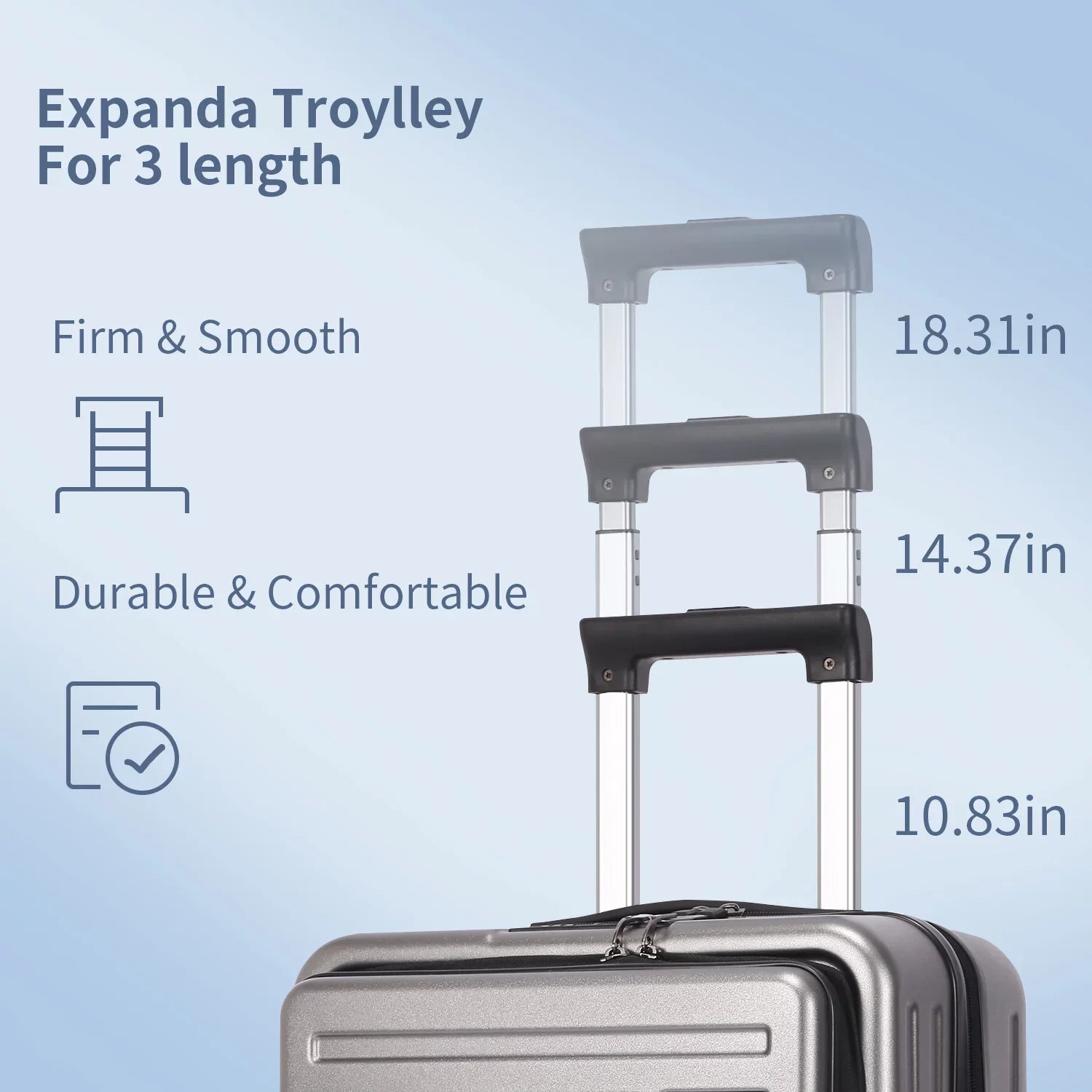 2 Piece 20/24 Luggage Set, Only 20 with Front Laptop Pocket & Expandle, Lightweight + Hardshell Suitcase with  Lock & Spinner Wheels, 20 Inch 37~41L + 24 Inch 65L,Dark Grey