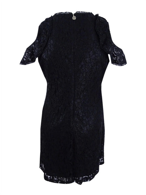 $140 Womens 1055 Black Cold Shoulder Cocktail Sheath Dress 12 +