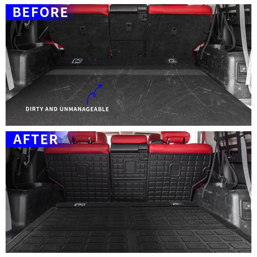 Fit 2013-2023 Toyota 4Runner Floor Mats Trunk Mat Cargo Mat Cargo Liner All Weather Back Seat Cover Protector 2022 4 Runner Accessories (Fit Without Sliding Tray)