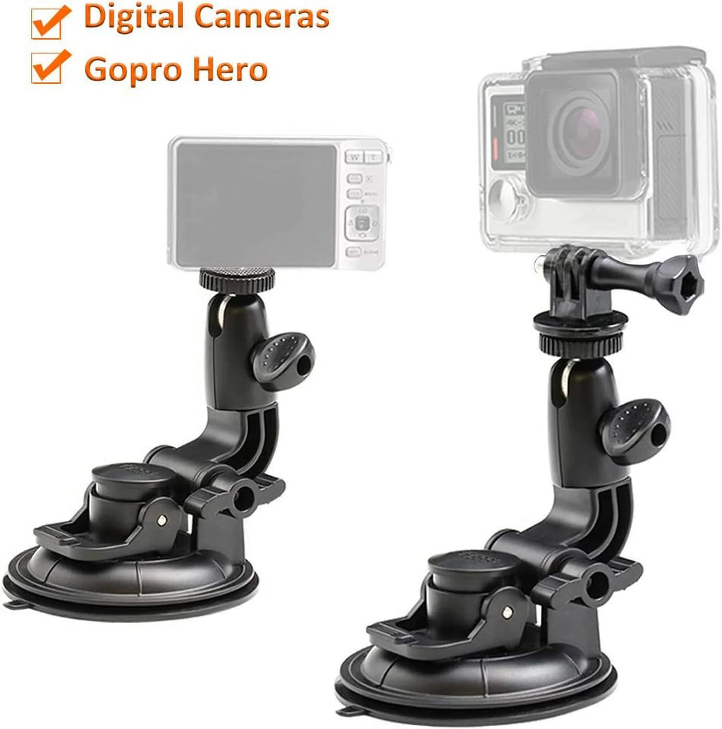 Heavy Duty Camera Car Windshield Mount with 1/4-20 Adapter for GoPro Hero Series and All Cameras