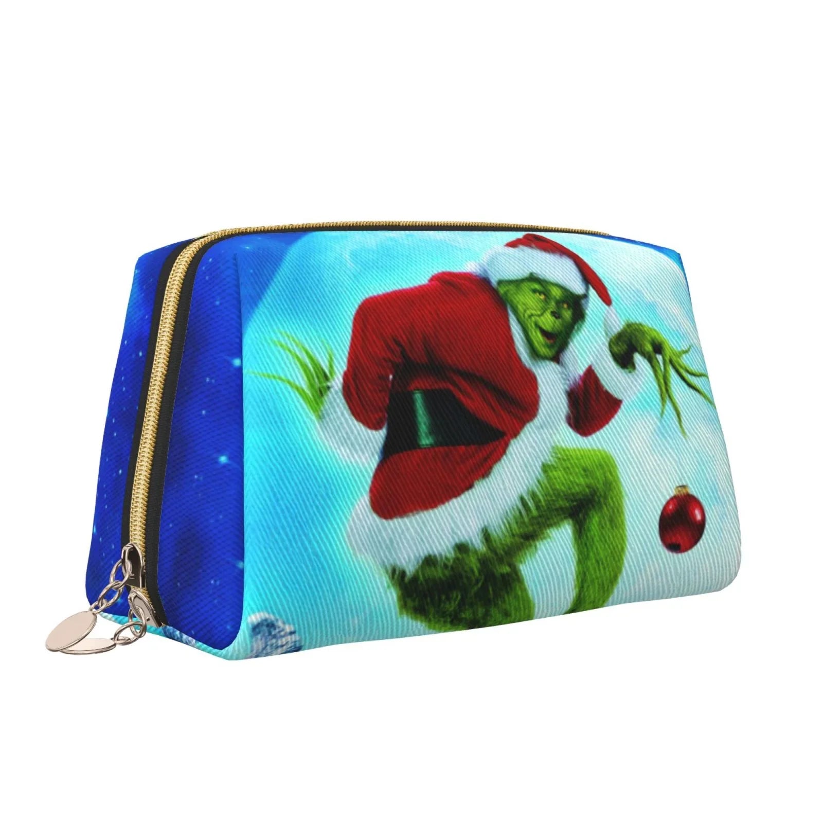How The Grinch Stole Christmas Cosmetic Bag Makeup Organizer Leather Portable Pouch Gift Travel Toiletry Bag Storage Purse