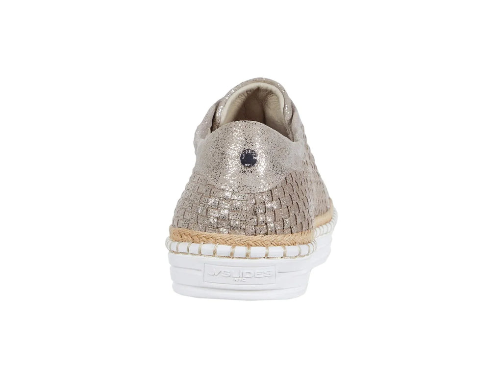 Womens Gold Padded Logo Hardware Woven Goring Kayla Round Toe Platform Slip On Leather Sneakers Shoes 10