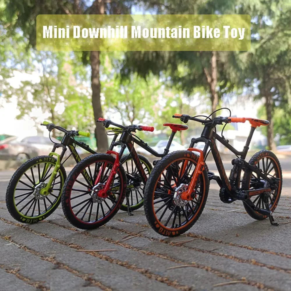 ! Alloy Mini Downhill Mountain Bike Toy, Die-cast  Finger Bike Model for Collections (Black/Red)