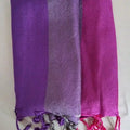 Triple Band Vegan Silk Shawl - Purple