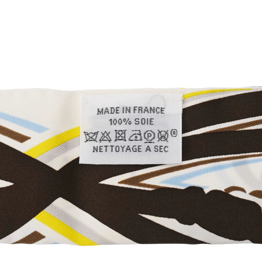 Pre-Owned  Twilly    White/Brown - Women's 100% Silk Scarf Muffler (Good)