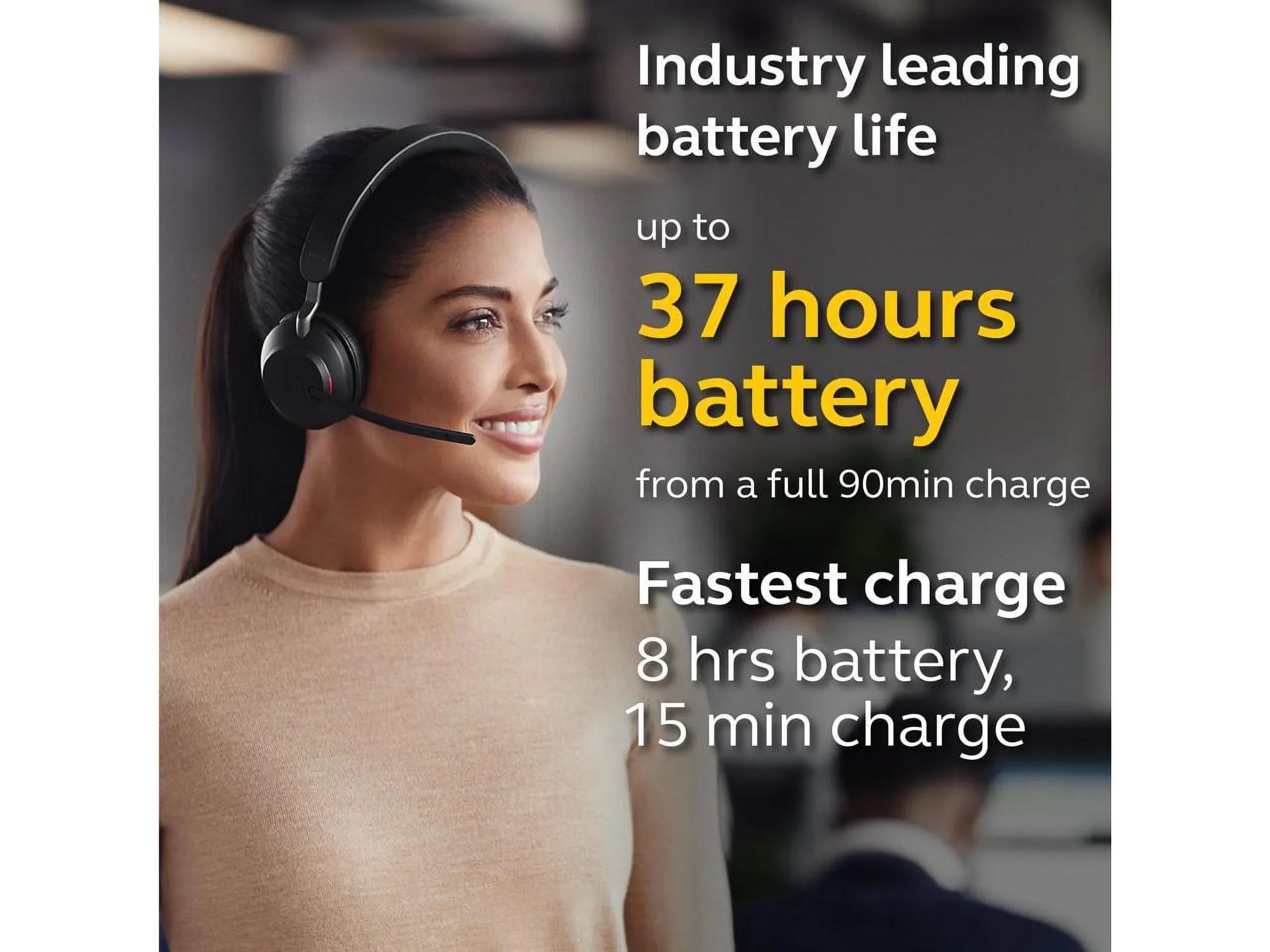 Jabra Evolve2 65 -  Stereo with Charging Stand - Black Wireless Headset / Music Headphones