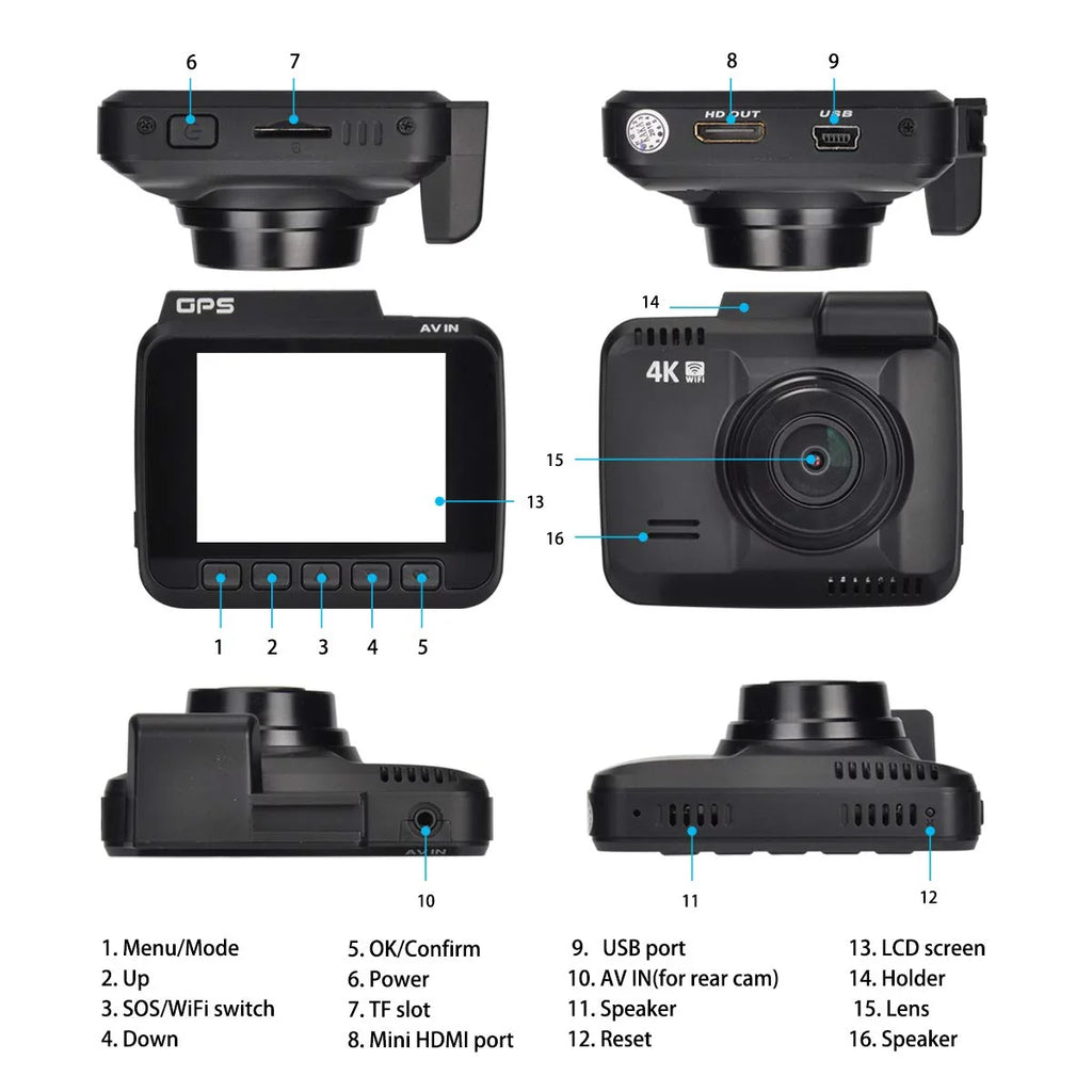 Iseebiz Dash Cam Built-in WiFi , 2160P 24FPS Driving Recorder Car Dashboard Cam, App View, Novatek Chip, , -Sensor, Motion Detect, 150° Wide Angle, Loop Record, Parking Mode