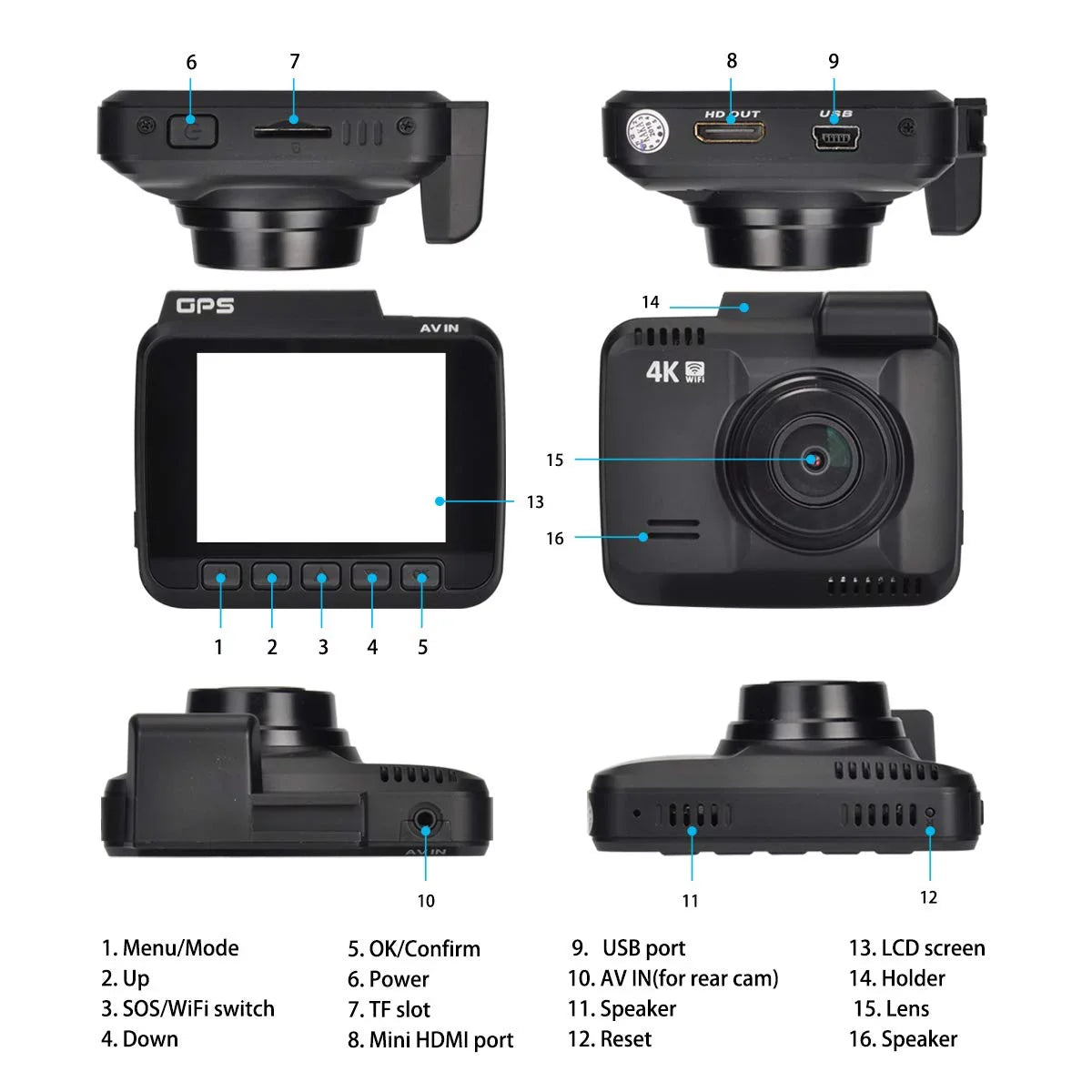 Iseebiz Dash Cam Built-in WiFi , 2160P 24FPS Driving Recorder Car Dashboard Cam, App View, Novatek Chip, , -Sensor, Motion Detect, 150° Wide Angle, Loop Record, Parking Mode