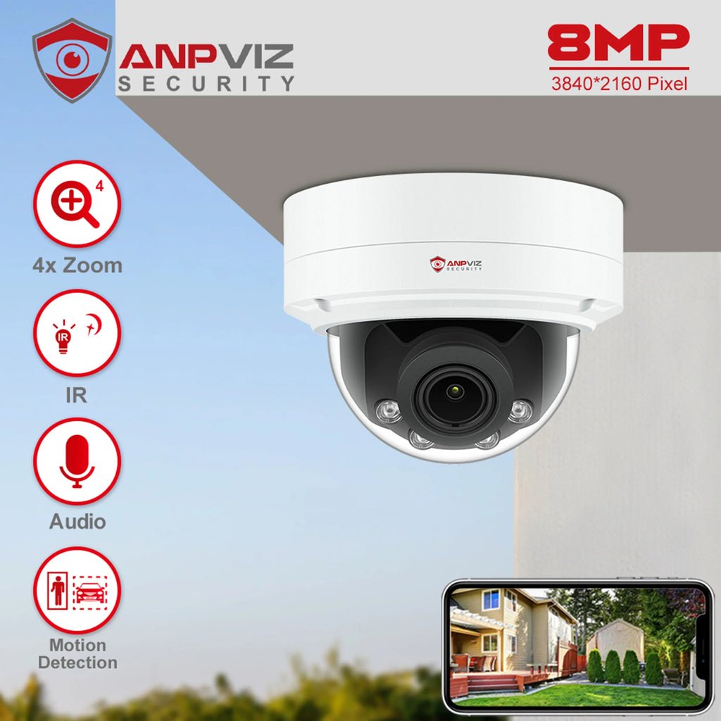 8MP  Camera 4X Zoom Camera Support Human Vehicle Detection 30m  Distance Built in Mic .265